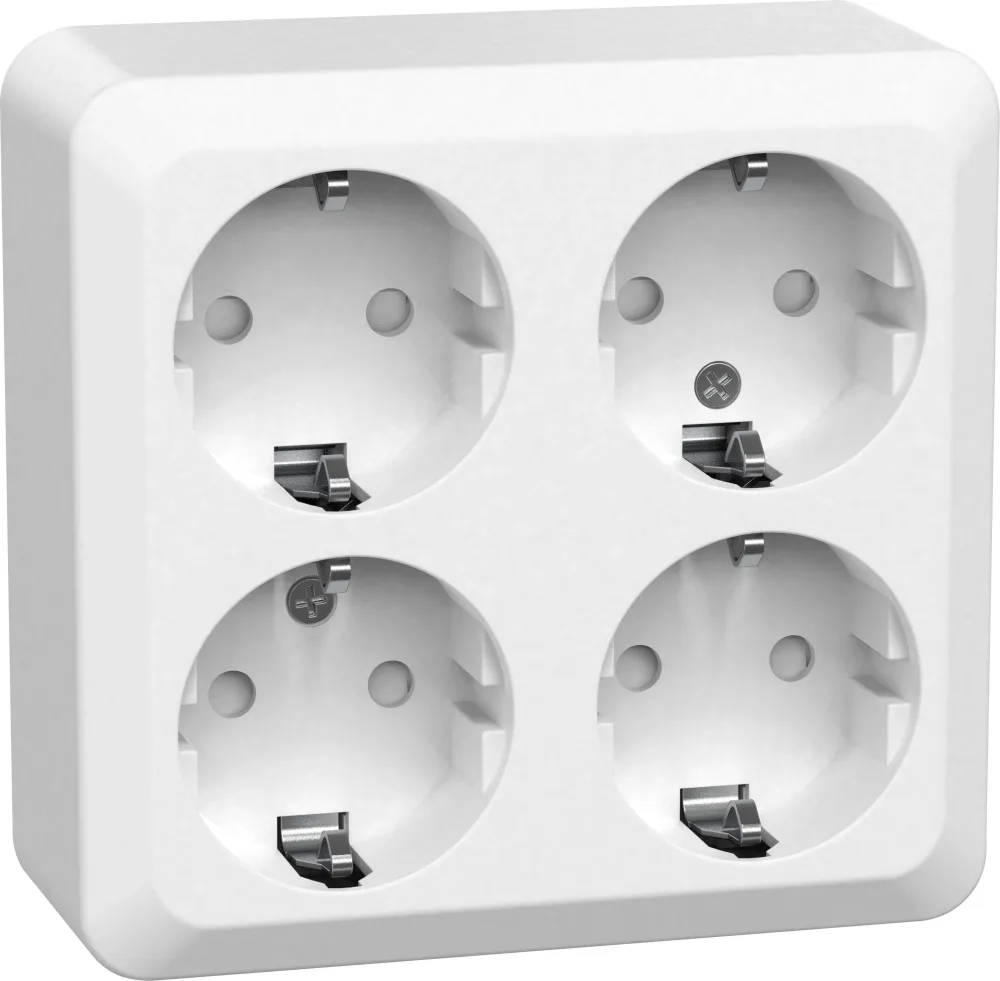 Gelia Connect 2 Home Vägguttag 4-vägs, utanpåliggande, jordat