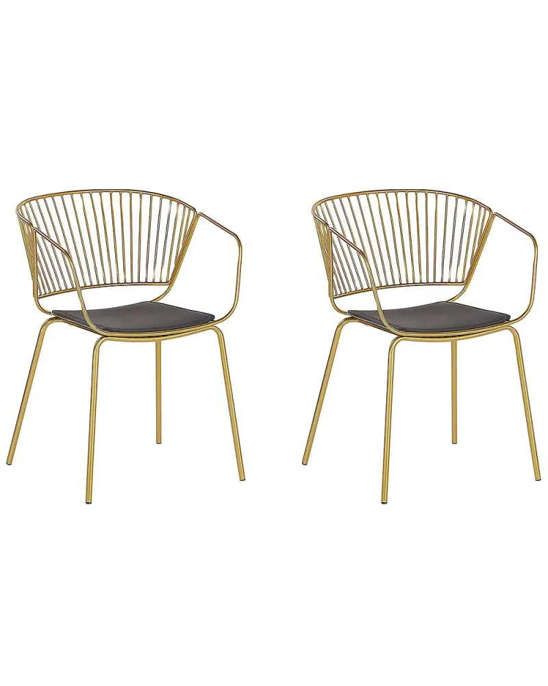 Set med 2 matstolar RIGBY Metall Guld
