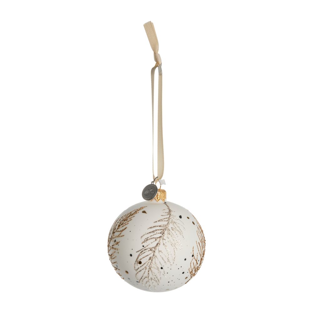Cadelia julkula fjäder Ø8 cm, white-light gold