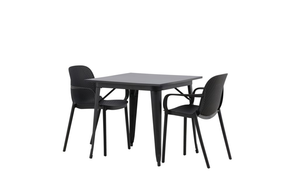 VESTERBY Matgrupp 80 cm Rektangulär Svart med 2 TALTIO Stolar