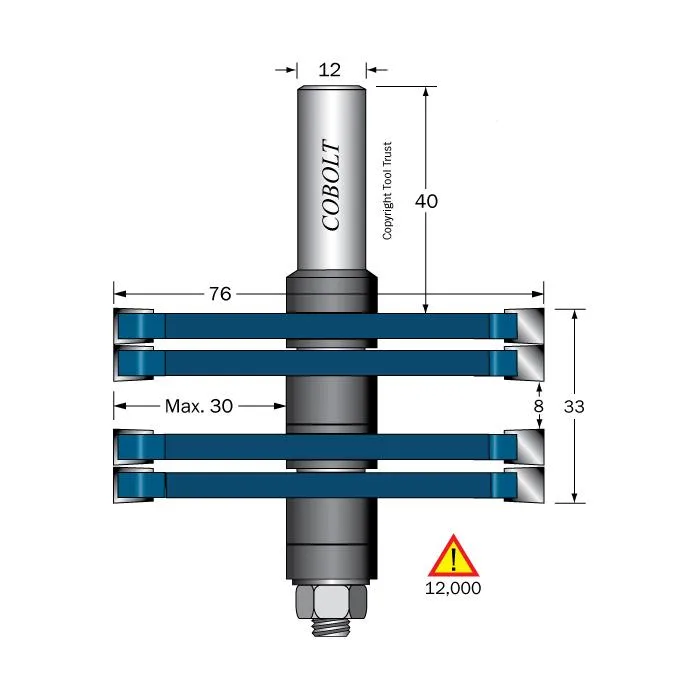 Cobolt 313-760 Tappförbindningsfräs D=76, L1=33, L2=8
