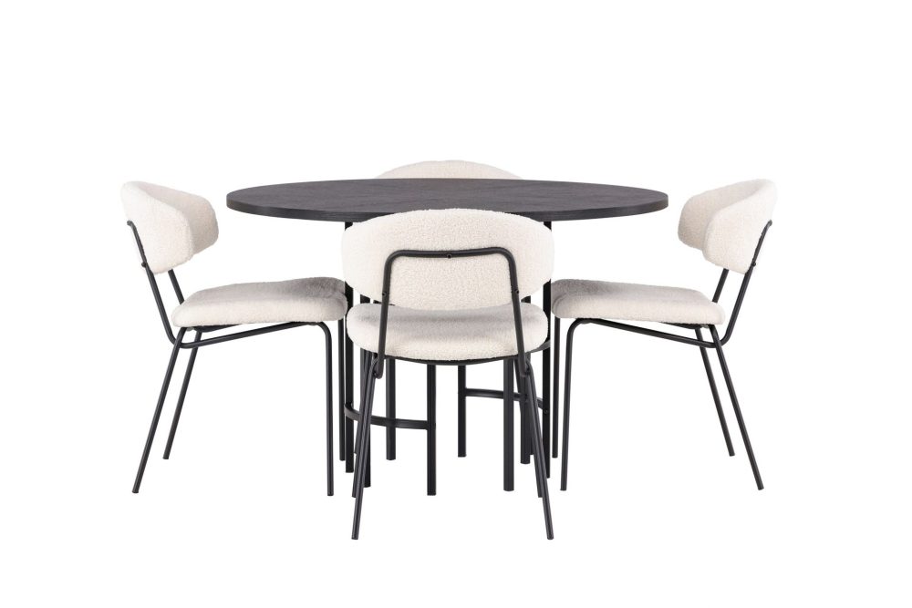 Copenhagen Matgrupp 115 cm Rund med 4 Chico Stolar
