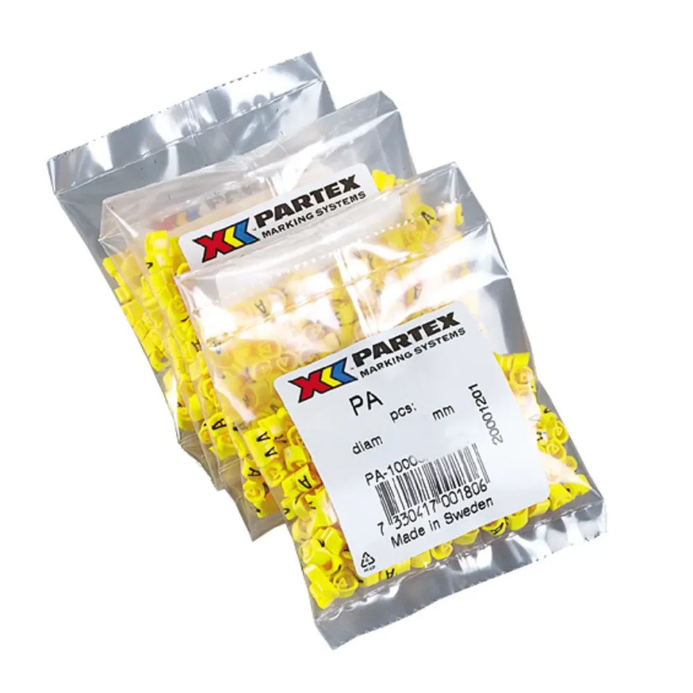 Partex PA1401/X Kabelmärkning bokstäver, Ø2,5-5 mm, 200-pack X