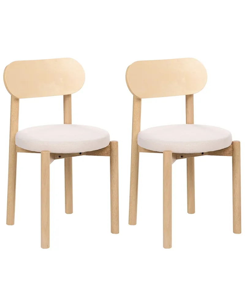 Set med 2 matstolar PAULINA Trä Ljusbrun/ Ljusbeige