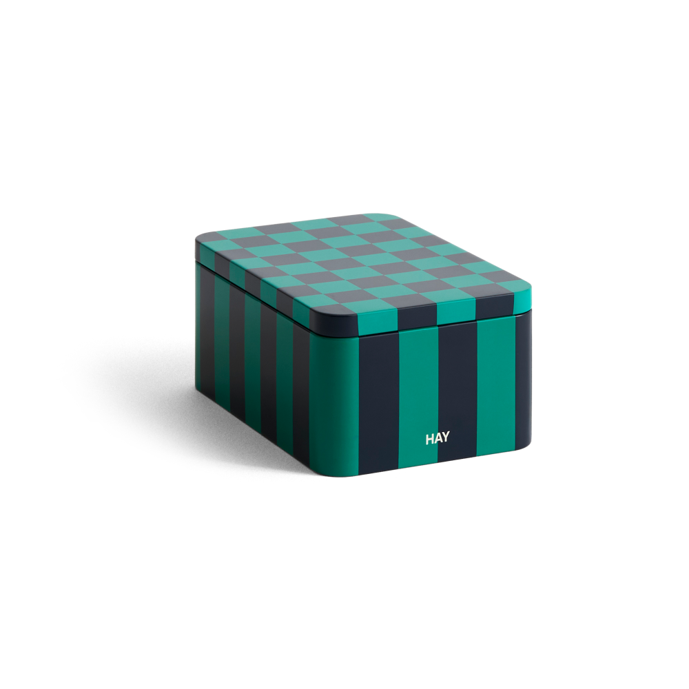 Tin Container förvaringsburk small, Green-dark blue