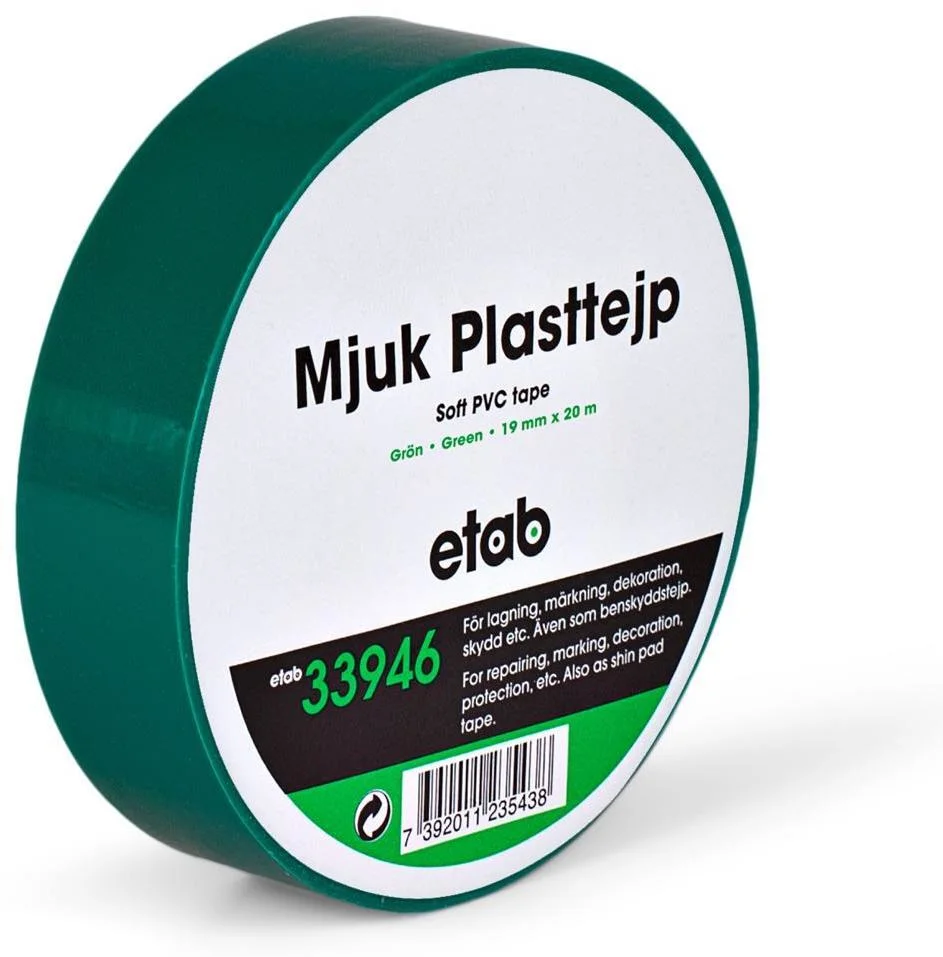 etab 33946 Plasttejp mjuk, PVC, 20 m grå, 25 mm