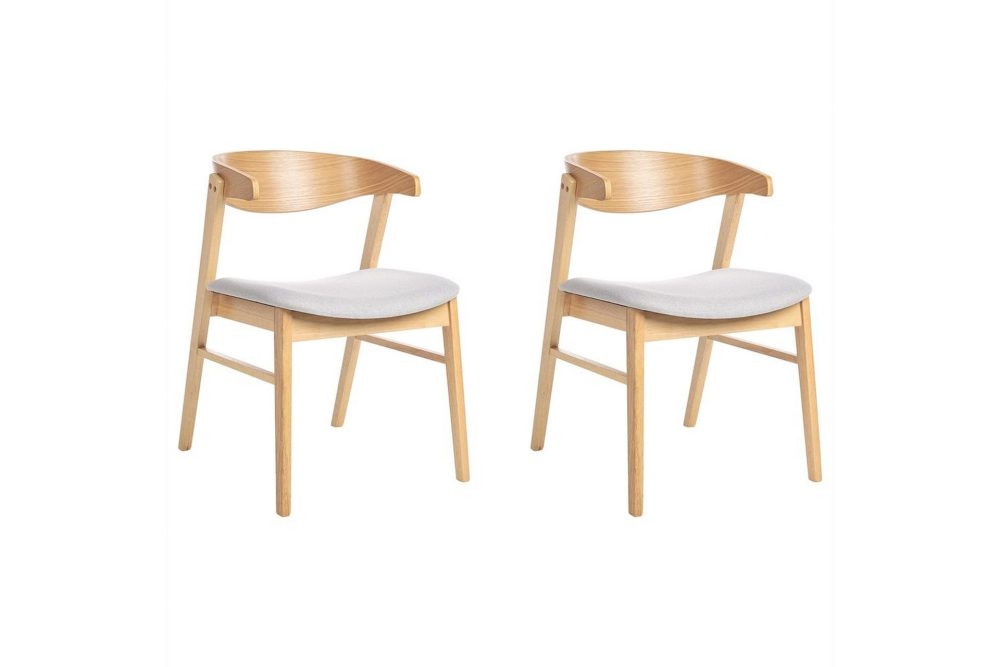 Matsalsstol Lilly set om 2 Grå-Ljust Trä