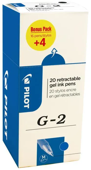 Pilot G-2 516477 Kulspetspenna 0,7 mm, 20-pack Blå