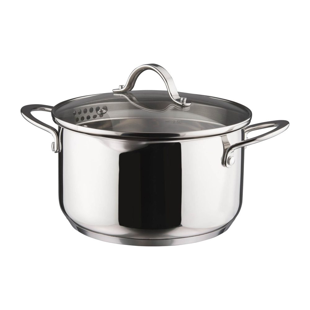 Kosmo gryta med glaslock 22 cm 3 L, Rostfritt stål