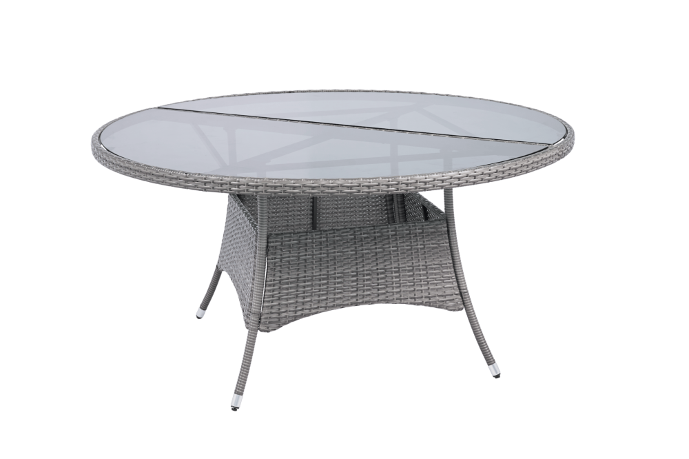 Runt utematbord med härdat glas | Ø150 cm | Tylösand grå