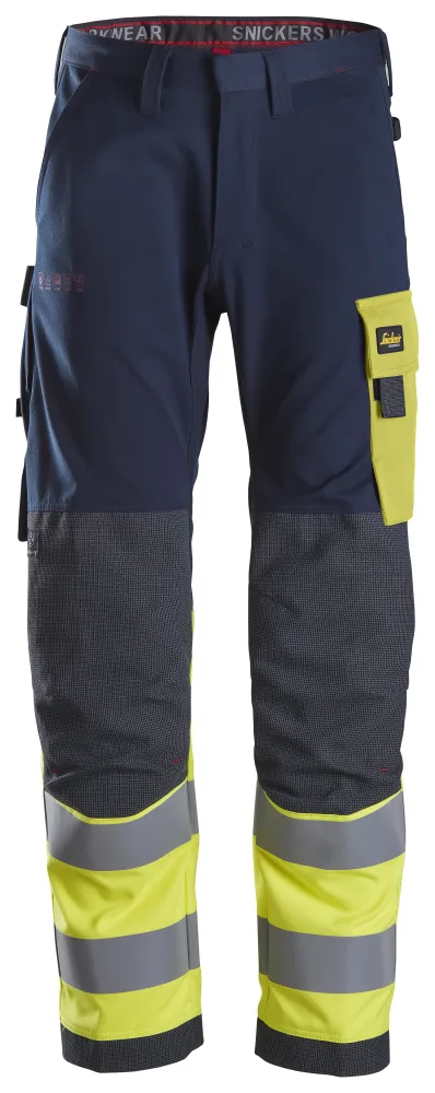 Snickers Workwear 6376 ProtecWork Arbetsbyxa marinblå/varsel, gul C64