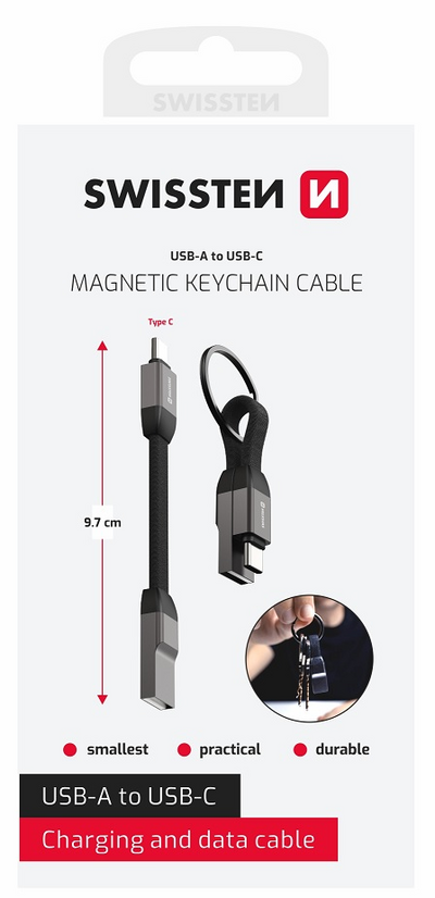 LADDKABEL MAGNETIC KEYCHAIN USB/USB-C 9,7CM