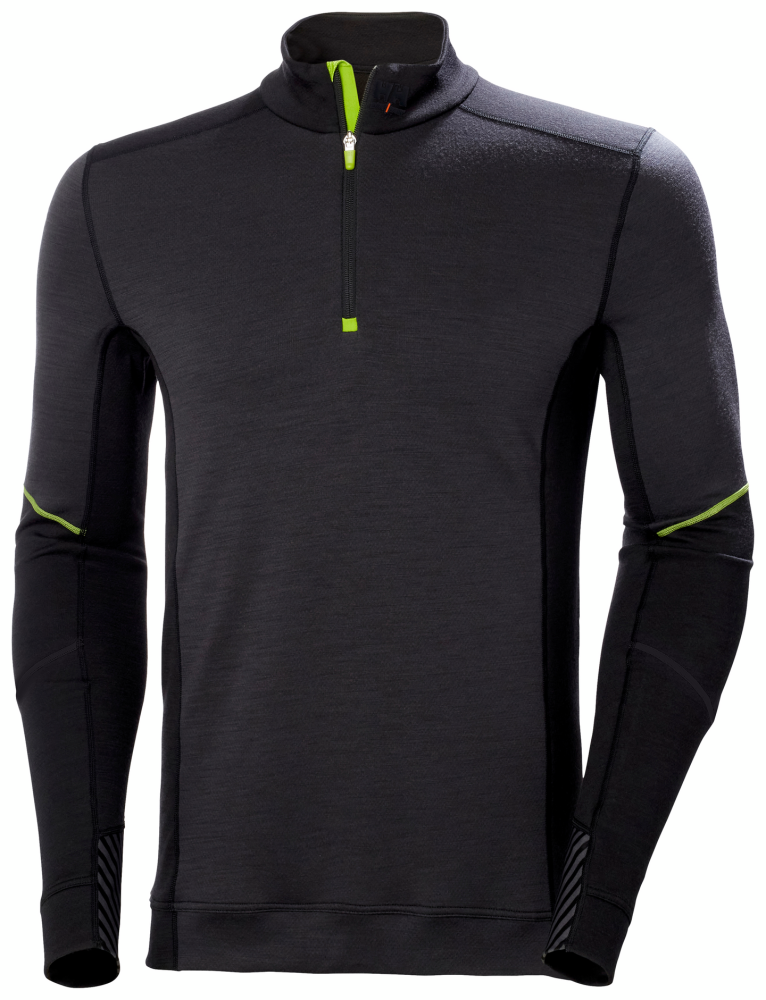 TRÖJA HELLY HANSEN HALVZIP HH LIFA MERINO, SVART 2XL