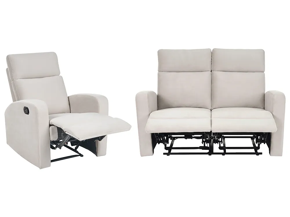 Soffgrupp med manuell reclinerfunktion 3-sits VERDAL Sammet Beige
