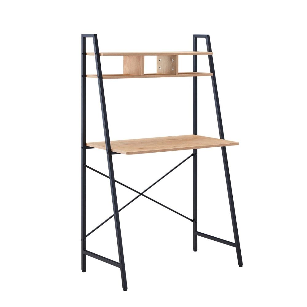Skrivbord Study med hylla Ek/Vit 84x44x142 cm