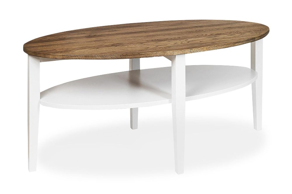 Tranås Soffbord 120 cm Ovalt med Förvaring Hylla