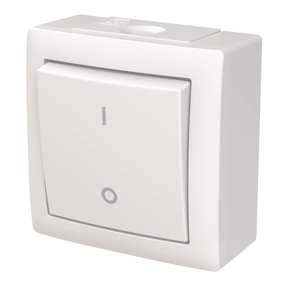 Saga Strömbrytare 2-Pol Utvändig 75x75x41mm 16A 250V IP44 Vit ABB