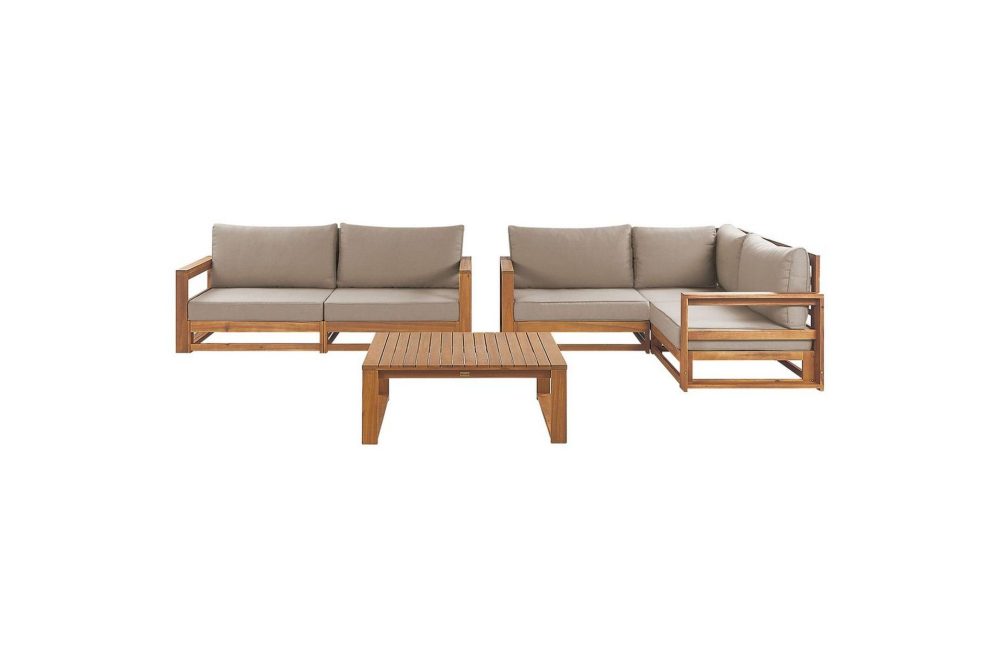 Loungegrupp Timor 4-sits Ljus trä/grått/beige, Ja